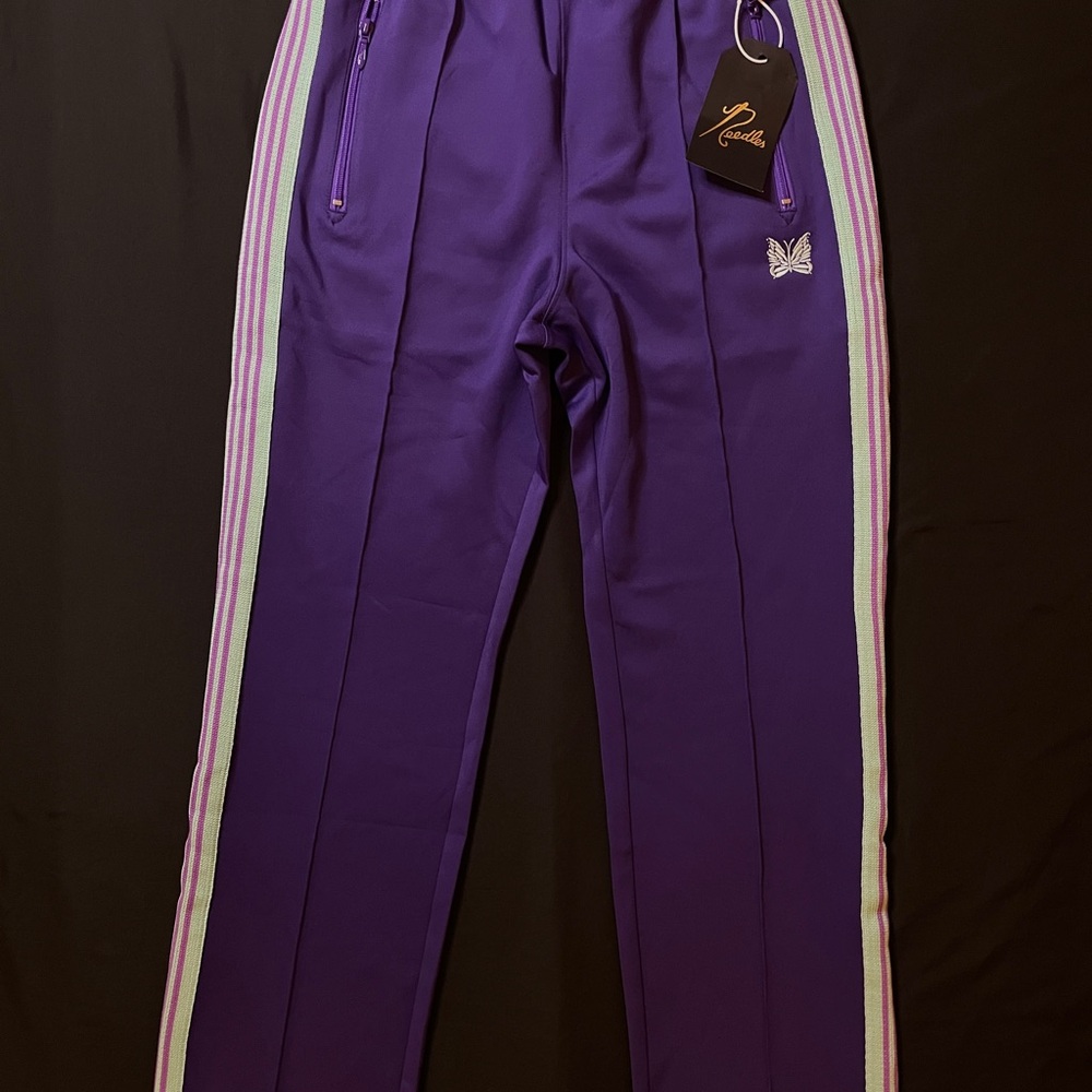 Purple track pants